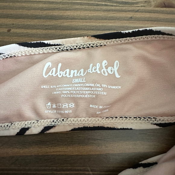 Cabana del Sol Women’s Strapless Bandeau Bikini Set Black/White Zebra S - Picture 3 of 6